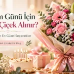 Ankara doğum günü çiçeği için pembe ve kırmızı çiçeklerden hazırlanmış doğum günü buketi